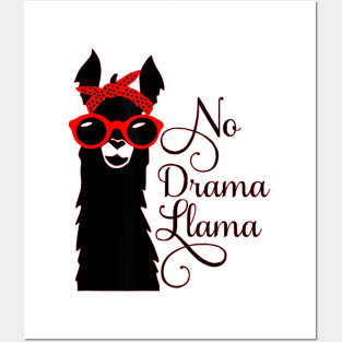 No Drama Llama T Shirt Cute Lama Sunglasses Posters and Art